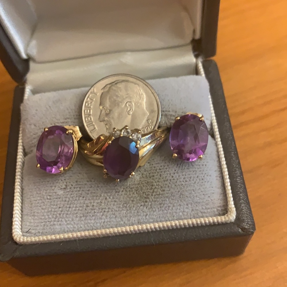 Amethyst Jewelry: ring ( size 8) and earrings.